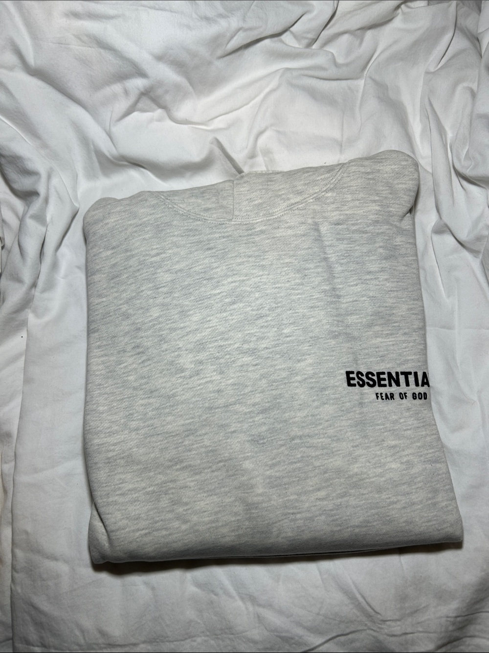 Fear of god Essentials Light Oatmeal Crewneck Hoodie with Subtle Logo